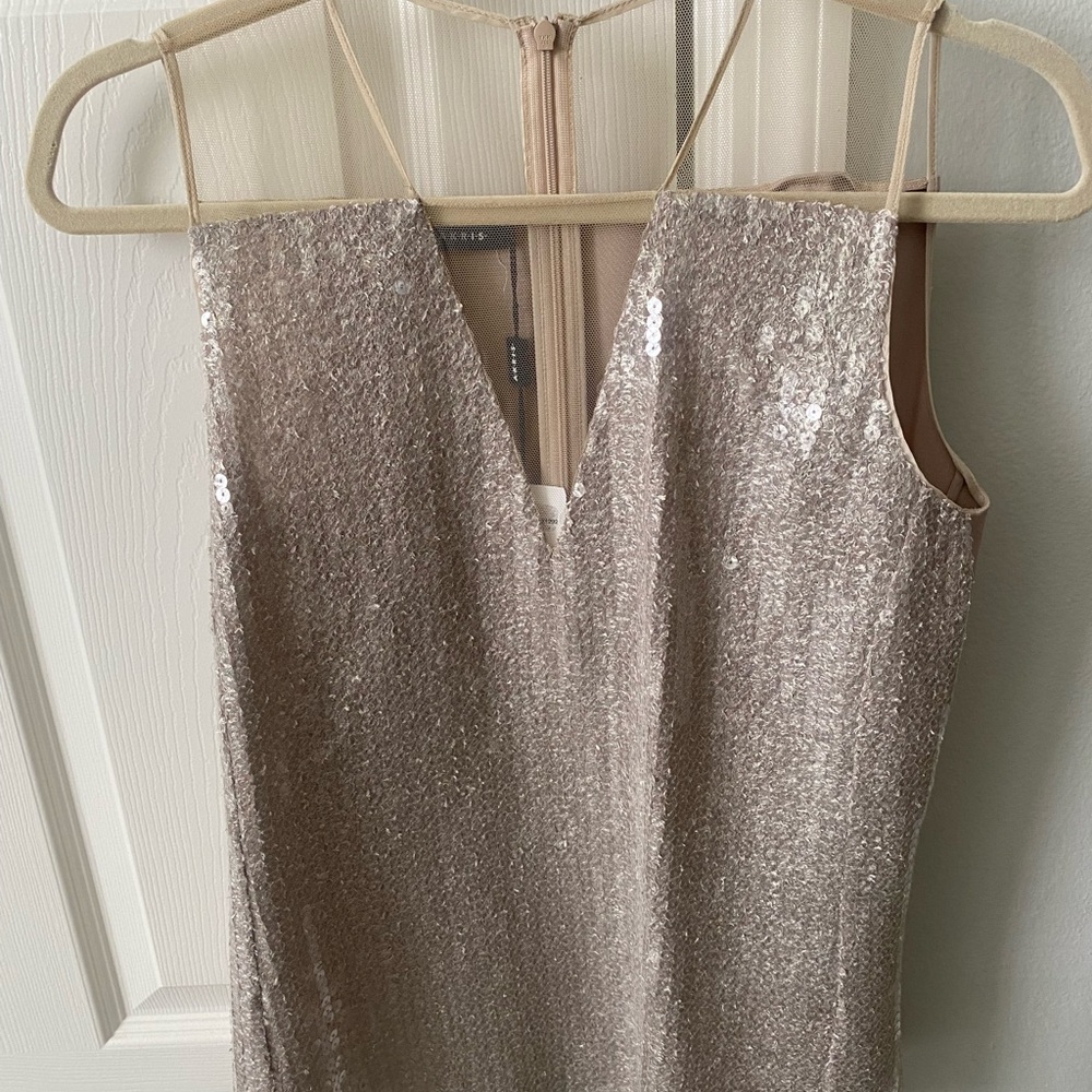 NWT Akris Taupe Sequin Sleeveless Blouse Top Sz 6